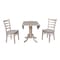 International Concepts Square 42 in Dual Drop Leaf Table with 2 Emily Side Chairs, Washed Gray Taupe, 42 W, 42 L, Wood K09-42DP-C617P - alternate 6